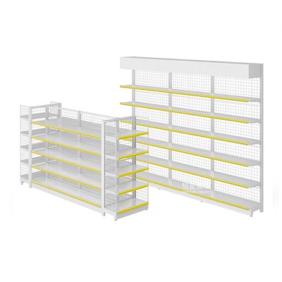 شراء Double-Sided Gondola Shelving 5-Tier Metal Supermarket Rack online manufacture