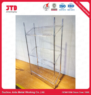 شراء 1200mm 450mm سلك عرض رفوف ODM 4 طبقة الفولاذ المقاوم للصدأ رف online manufacture