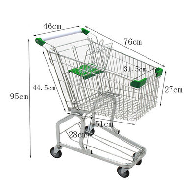 الشعارات المخصصة المريحة عربات التسوق المعدنية عربة للتسوق في المتاجر 60L-240L
