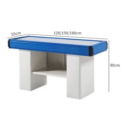 العرض 550-1200mm سوبر ماركت مكتب تسجيل الخروج من الفولاذ المقاوم للصدأ طاولة التجزئة مكتب تسجيل الخروج