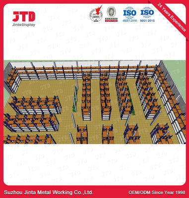 1.2m 2.5m مستودع رفوف معدنية 3000kgs الثقيلة سوبر ماركت رفوف