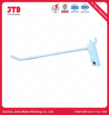 خط واحد مطلي بالمسحوق الأبيض Pegboard Hook للسوبر ماركت 300 مم 350 مم